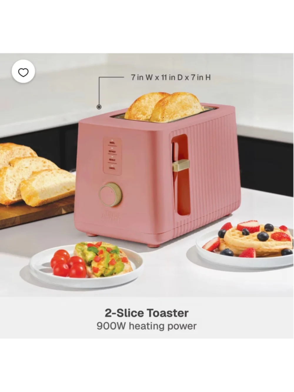 NEW Thyme & Table 2-Slice Toaster in Pink and Gold